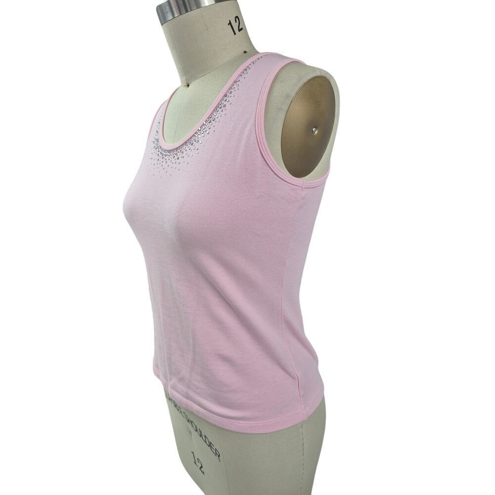 Christine Alexander Cotton/Spandex Pink Denim Jacket + Tank Rhinestones L - Picture 4 of 10